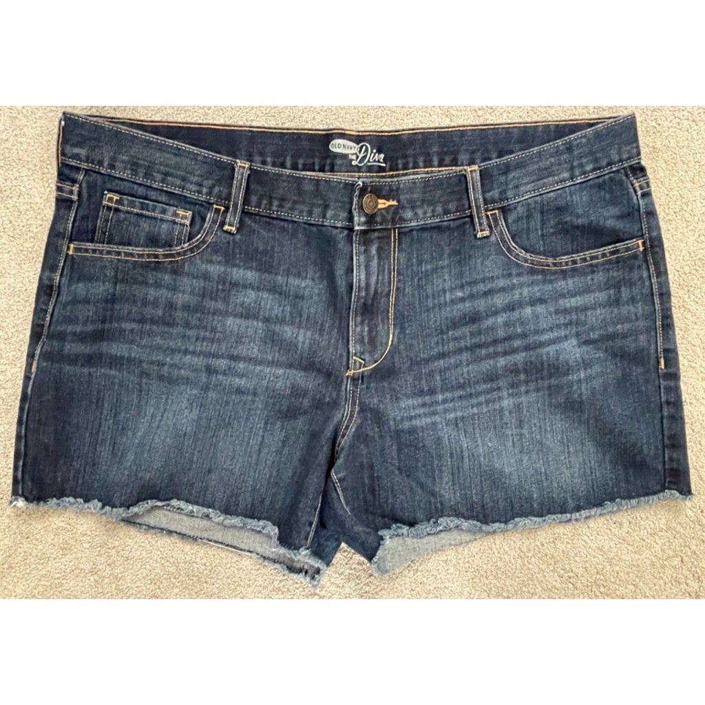 Old Navy The Diva Dark Blue Denim Jean Shorts Women Size 16